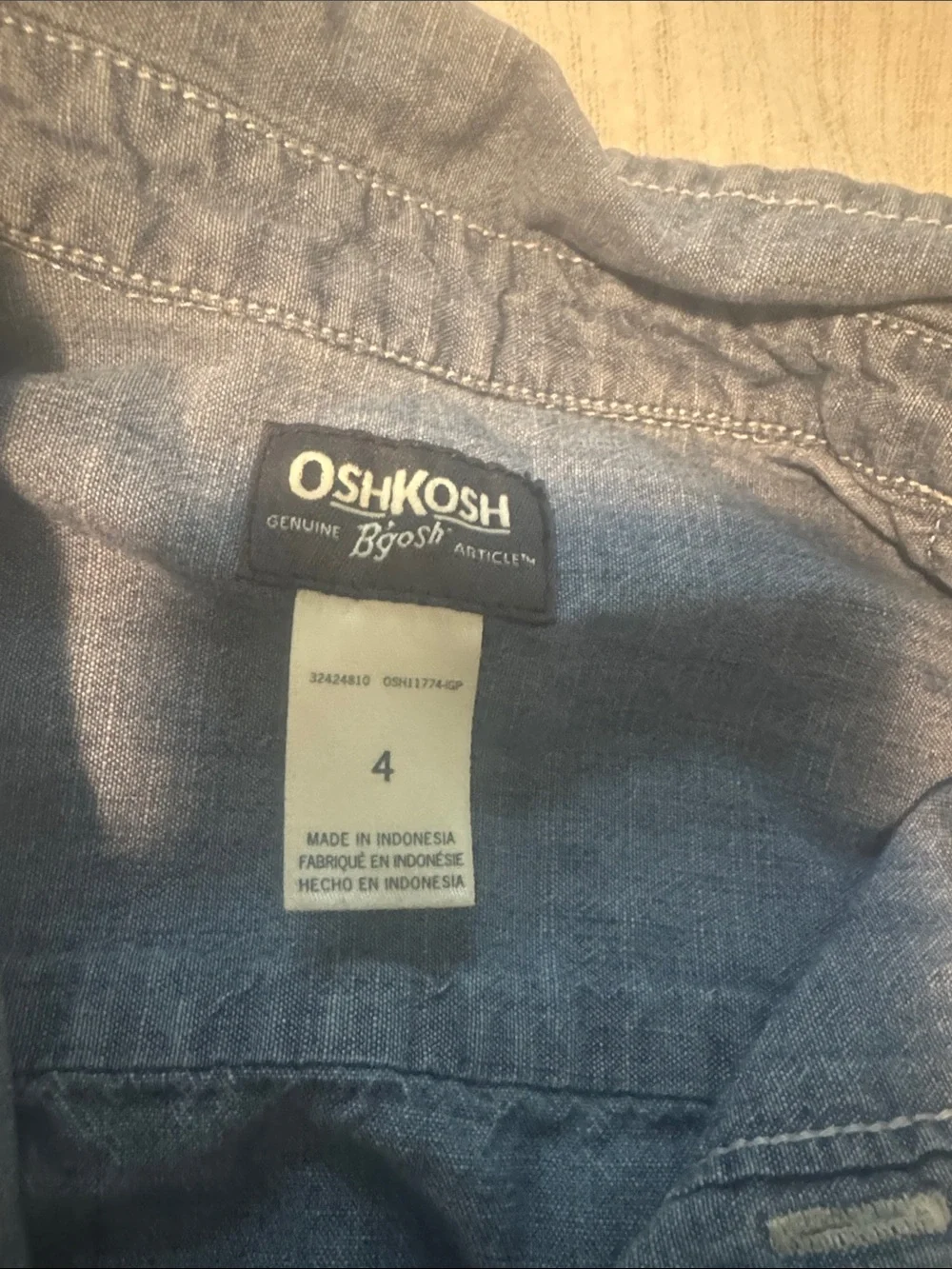 OshKosh B'gosh Short Sleeve Denim-Look Button Down Shirt - Blue